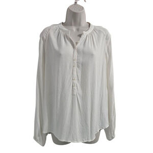 J CREW Long-sleeve Drapey Popover Top White Size S